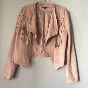 Baby pink faux suede jacket